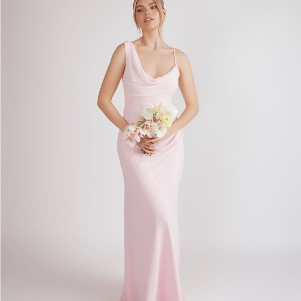 Pink One Shoulder Sleeveless Maxi Gown